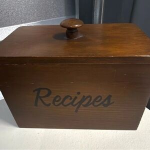 Wooden Recipe Box with Lid